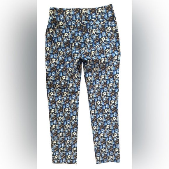 J. McLaughlin Masie Blue Cream & Brown Floral Print Pull On Trousers Size 6 - Picture 5 of 9